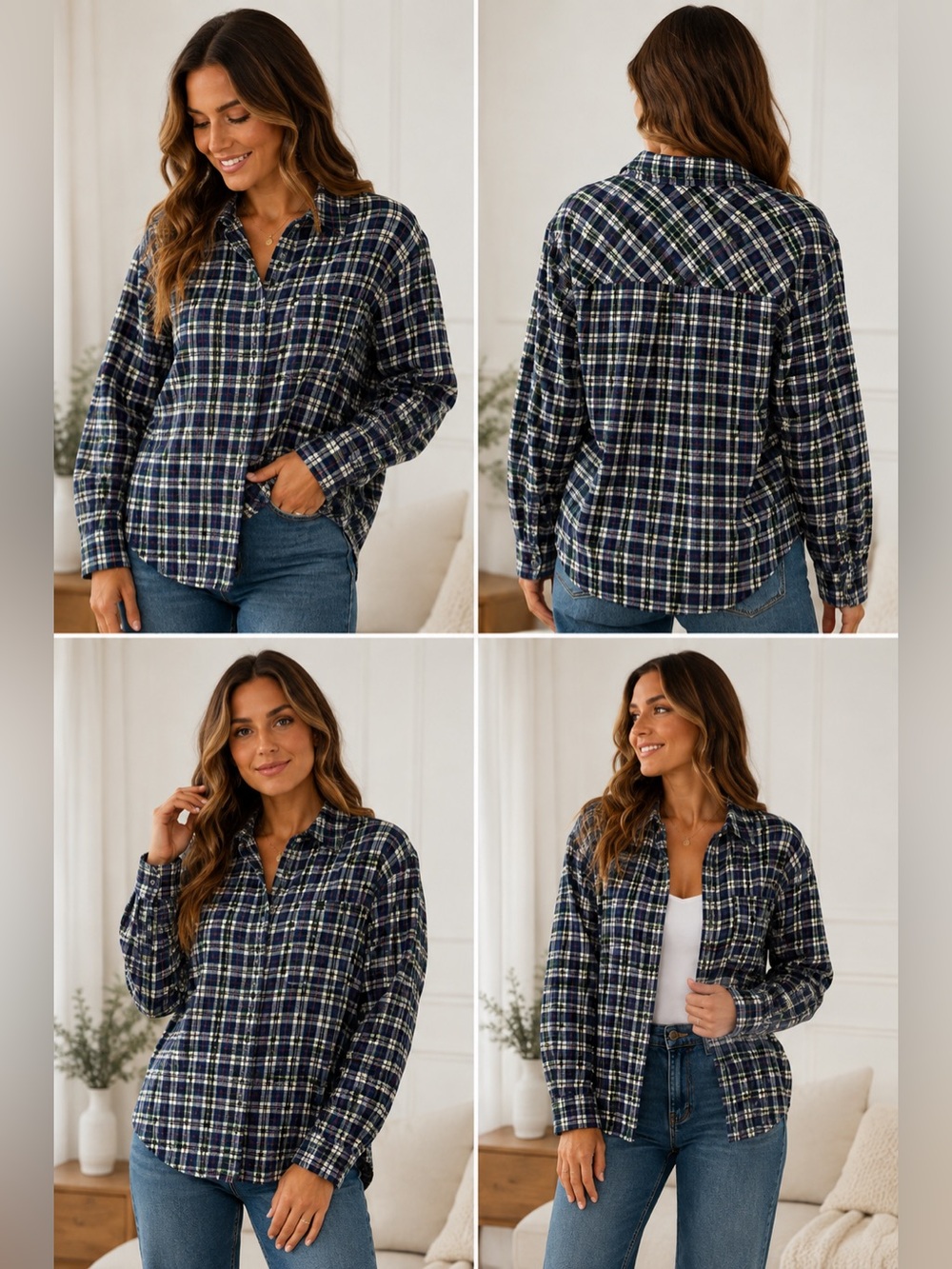 Alpine Design Women’s M Plaid Cotton Flannel Button Down Shirt NWT